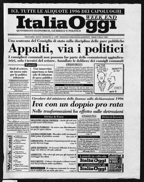 Italia oggi : quotidiano di economia finanza e politica